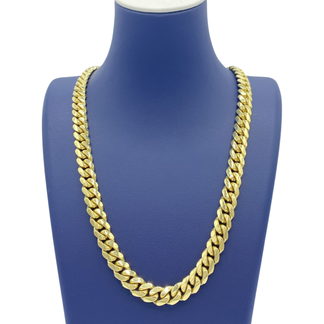 10K Solid Yellow Gold Cuban Link Chains From 6 mm to 9 mm