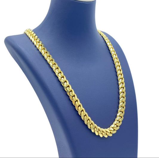 10K Solid Yellow Gold Cuban Link Chain - 10 mm & 12 mm -