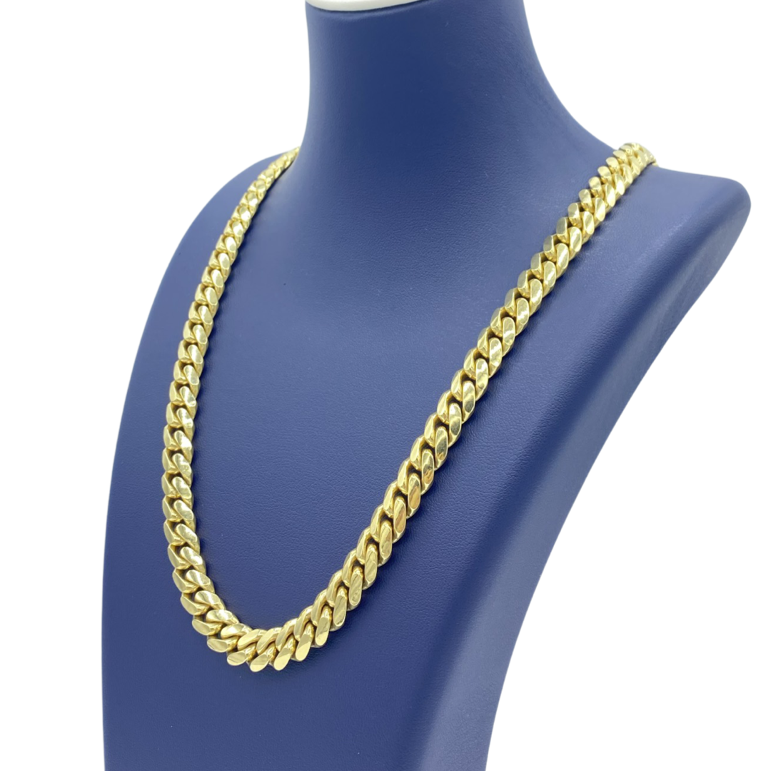 10K Solid Yellow Gold Cuban Link Chains From 6 mm to 9 mm