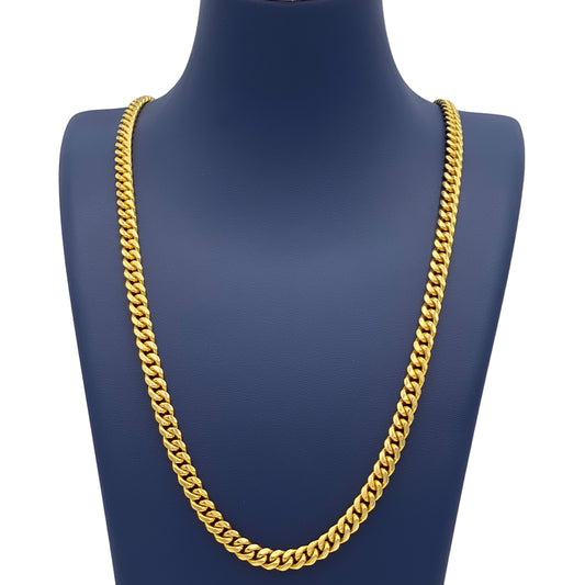 14K Solid Yellow Gold Cuban Link Chains From 6 mm to 8 mm