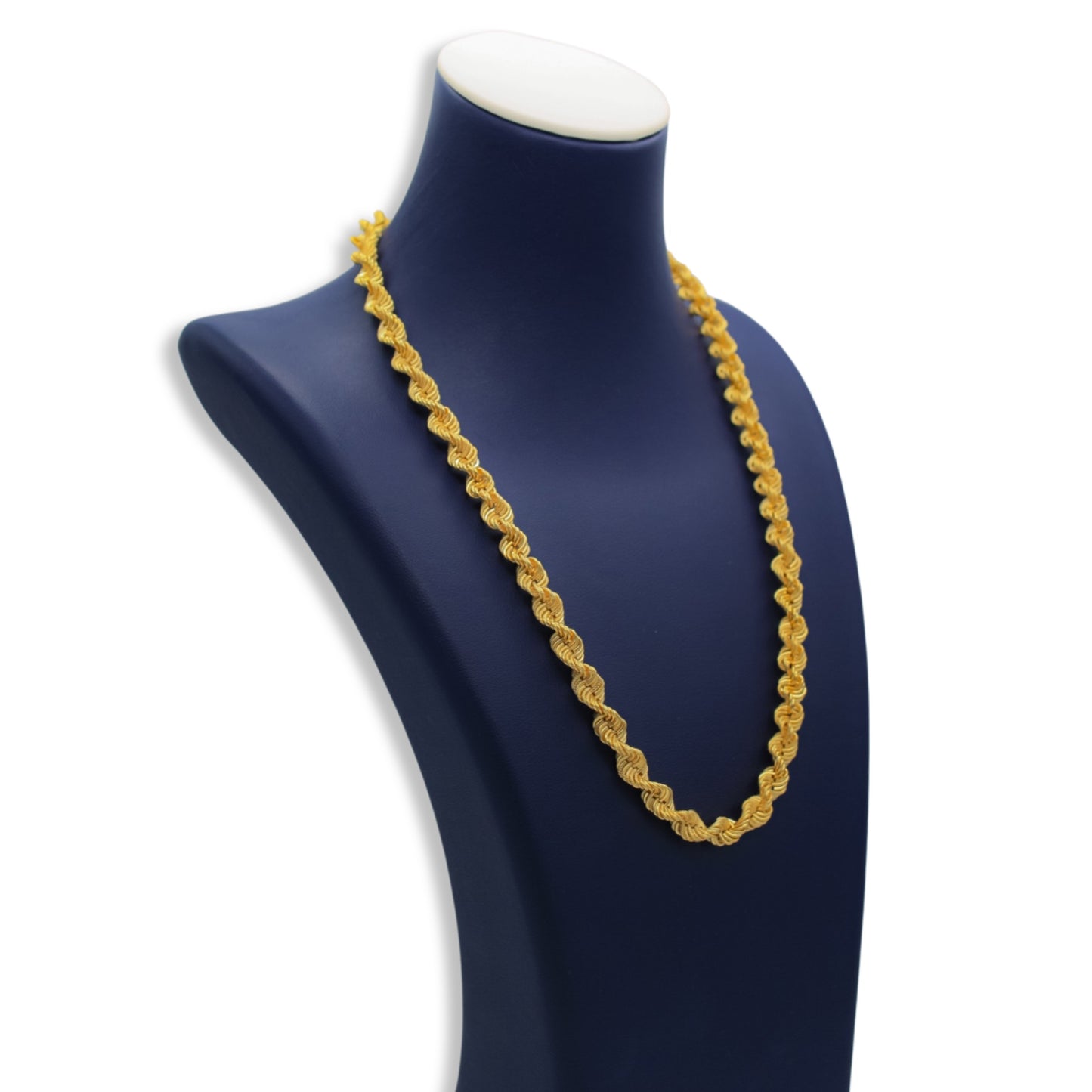 Cadena De Eslabones De Cuerda De 7 mm En Oro Amarillo Semi Macizo De 18 Quilates