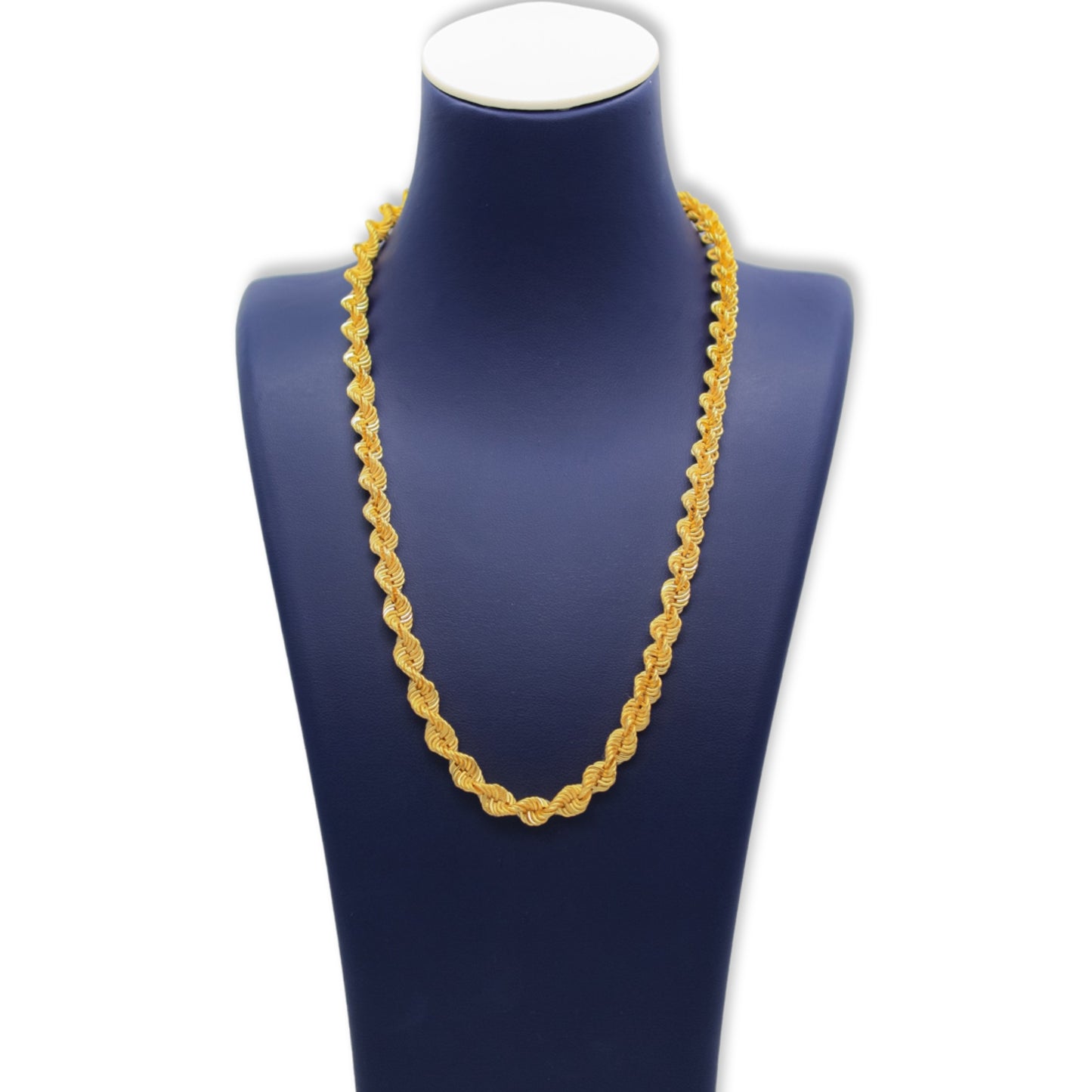 Cadena De Eslabones De Cuerda De 7 mm En Oro Amarillo Semi Macizo De 18 Quilates