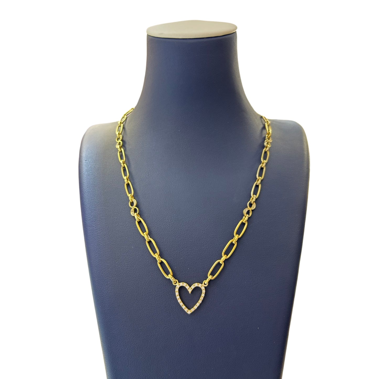 Infinite Grace - Collar de clip de oro amarillo de 14 quilates con dije de corazón