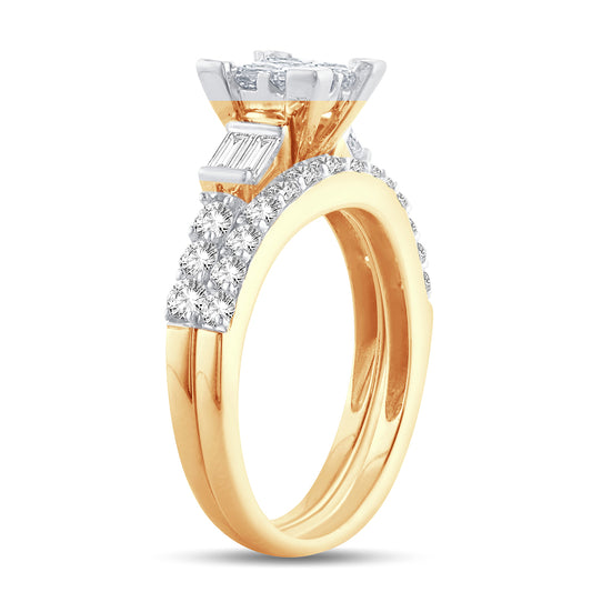 Lustrous Mosaic - 14K Two-Tone 1.50CT Diamond Bridal Set