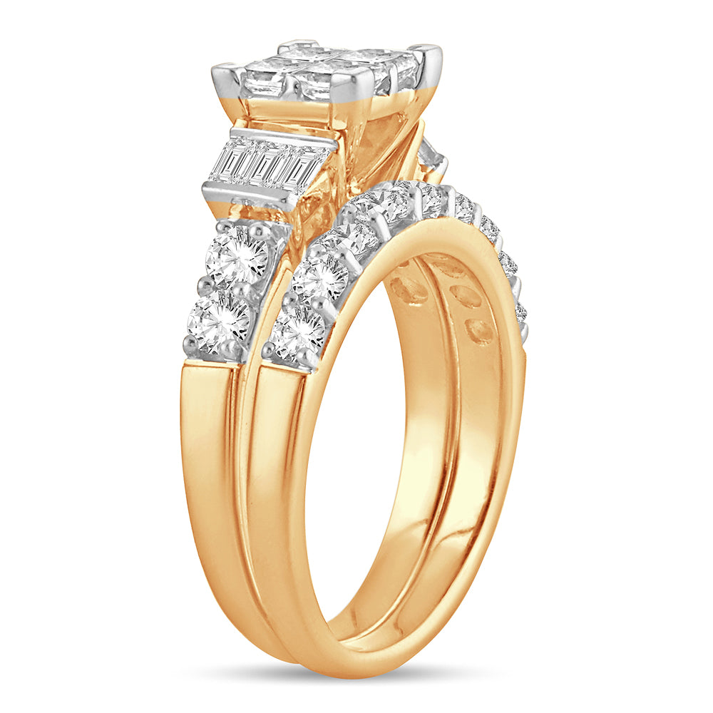 Sunlit Promise - 14K Yellow Gold 2.00CT Diamond Bridal Set
