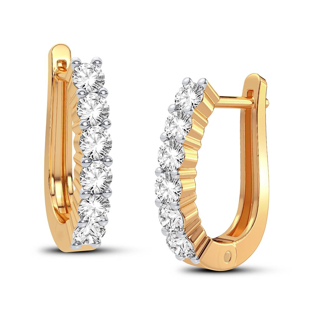 Classic Full Hoop Diamond Elegance Earrings - 14K Yellow Gold