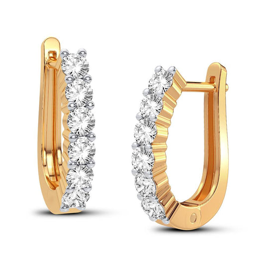 Classic Full Hoop Diamond Elegance Earrings - 14K Yellow Gold
