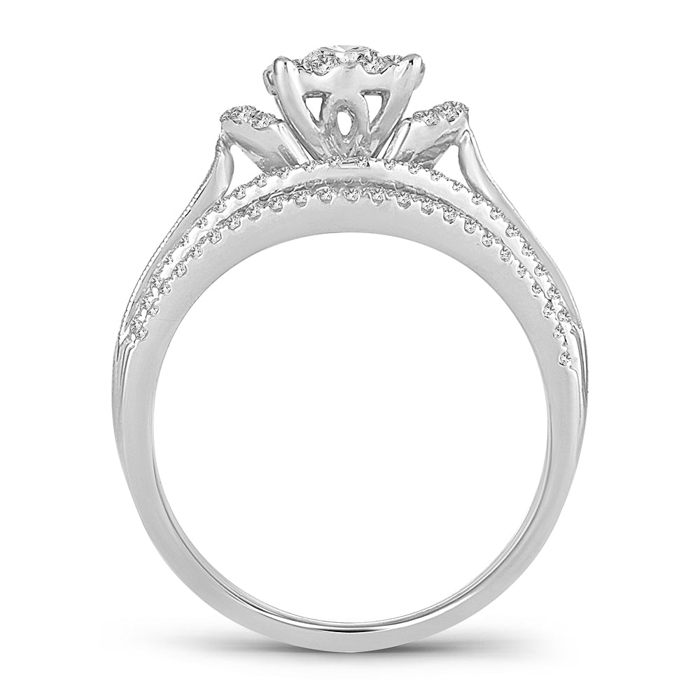Elegancia encantada - Anillo nupcial de diamantes de 14 quilates y 0,75 quilates