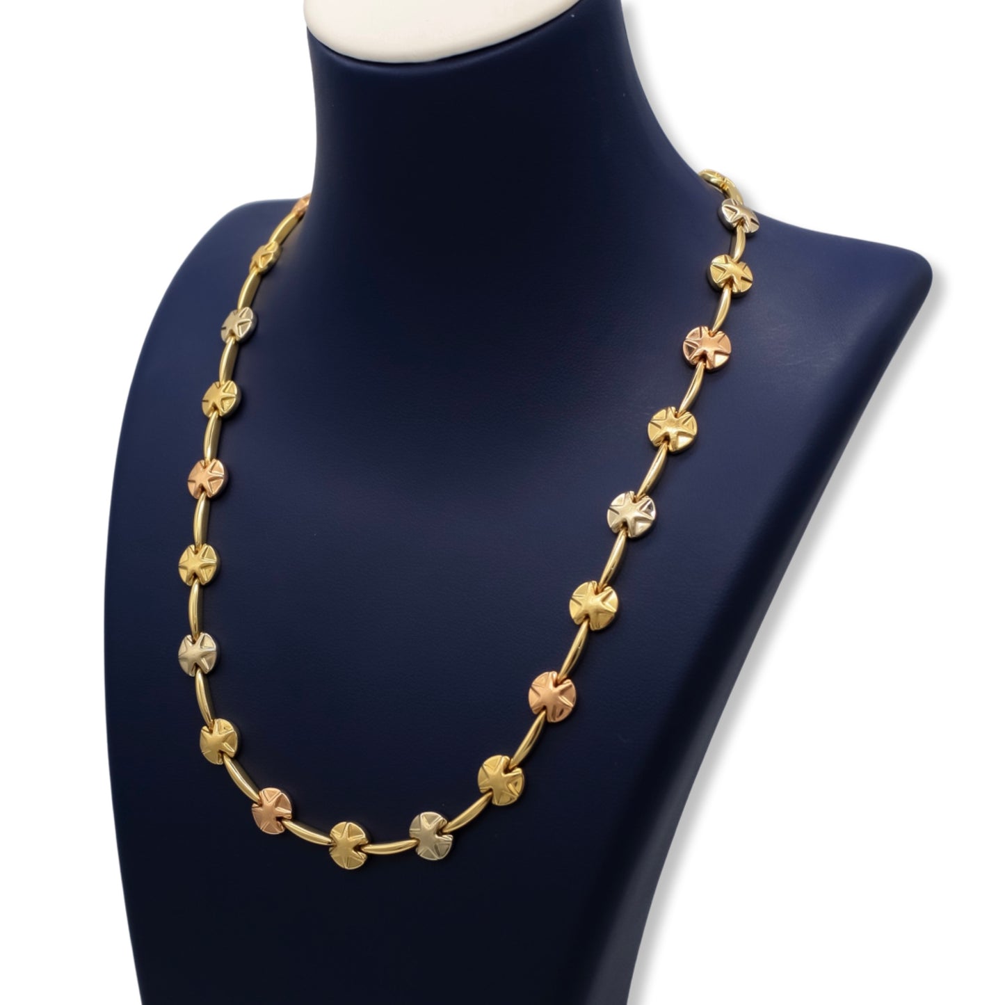Women’s Fancy Tri-Color Star Necklace Set In 18K Gold