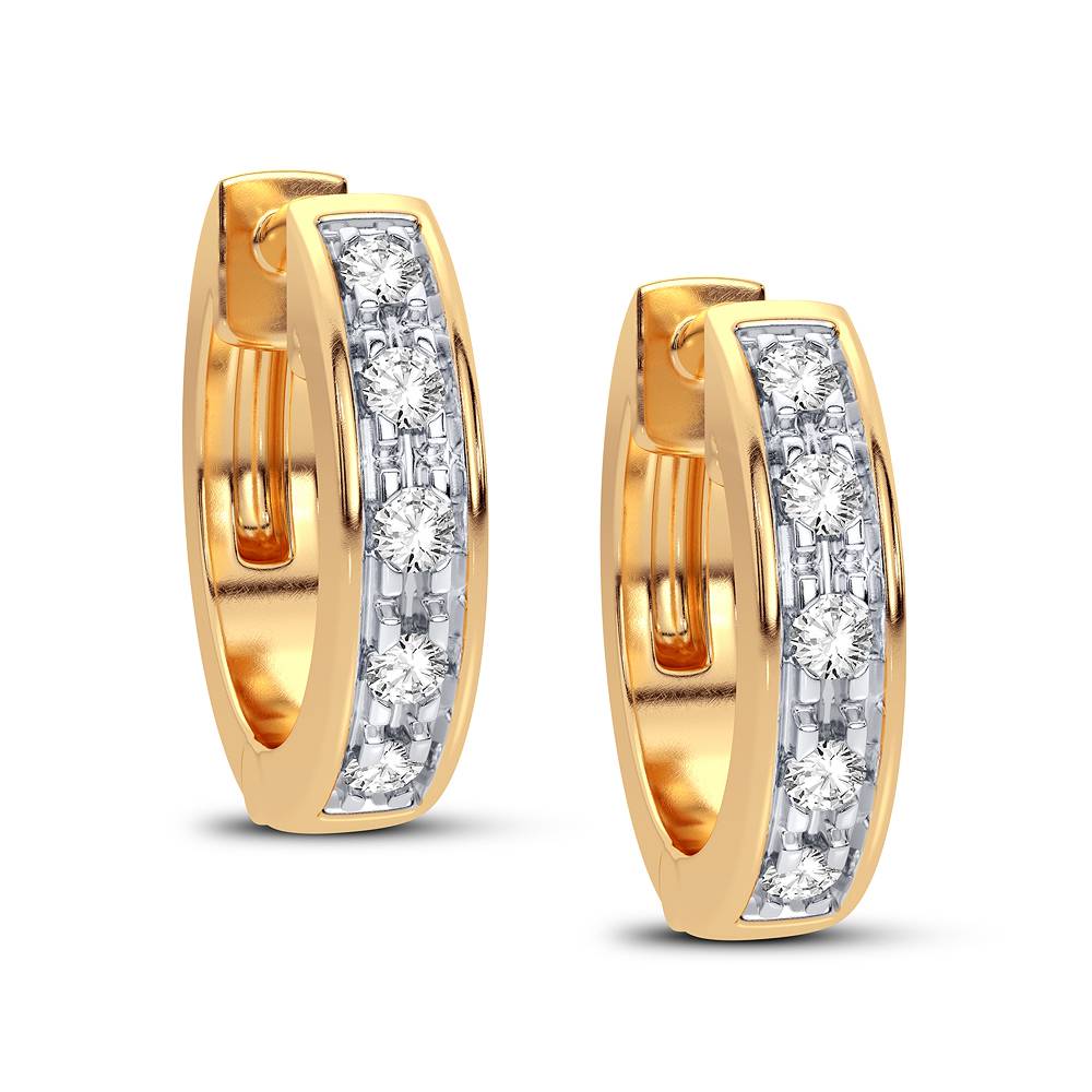 Pendientes de aro de diamantes - Oro amarillo de 10 quilates con diamantes de 0,05 quilates