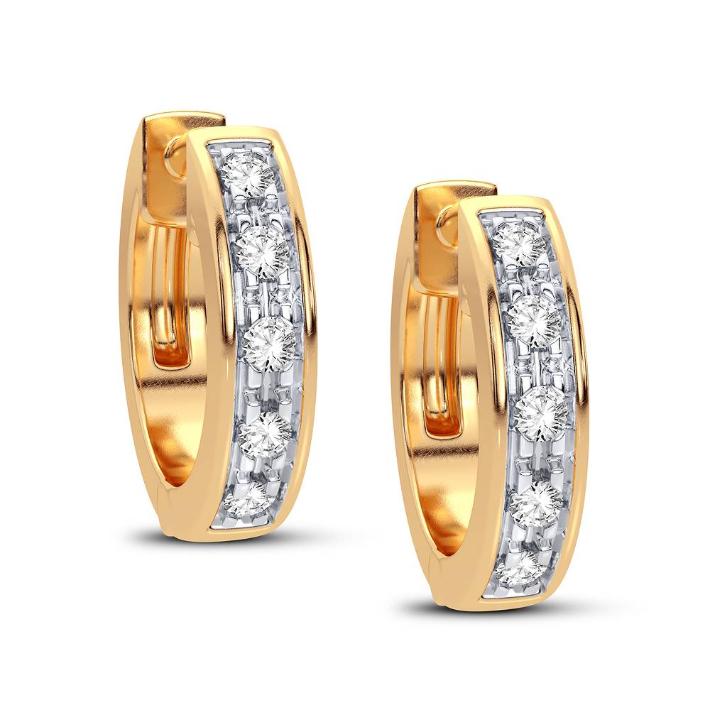 Diamond Hoop Earrings - 10K Yellow Gold 0.05CT Diamonds