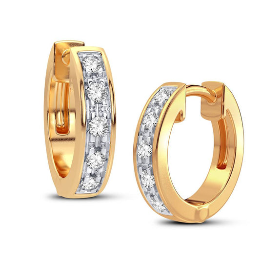 Diamond Hoop Earrings - 10K Yellow Gold 0.05CT Diamonds