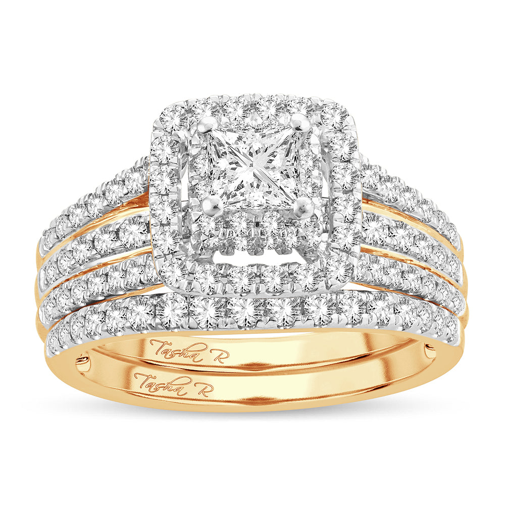 Radiant Harmony - Anillo nupcial de oro amarillo de 14 quilates con diamantes de 1,50 quilates