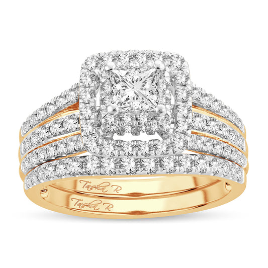 Radiant Harmony - 14K Yellow Gold 1.50CT Diamond Bridal Ring