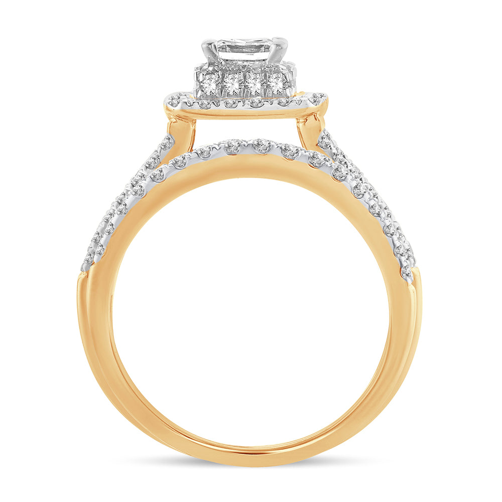 Radiant Harmony - 14K Yellow Gold 1.50CT Diamond Bridal Ring