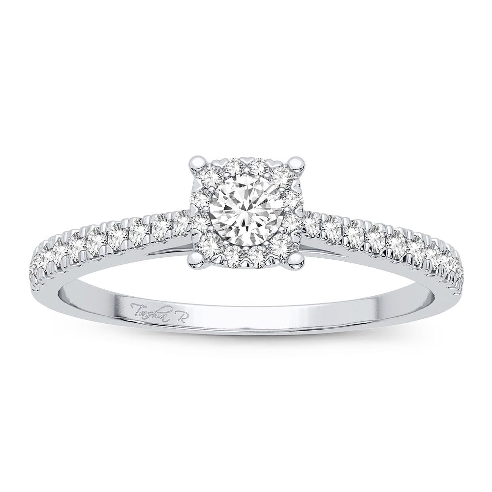 Elegancia luminosa" - Anillo de diamantes de 0,09 quilates en oro blanco de 10 quilates