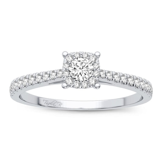 Elegancia luminosa" - Anillo de diamantes de 0,09 quilates en oro blanco de 10 quilates