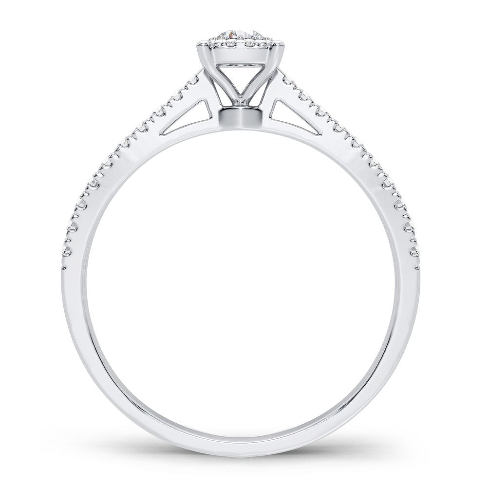 Elegancia luminosa" - Anillo de diamantes de 0,09 quilates en oro blanco de 10 quilates
