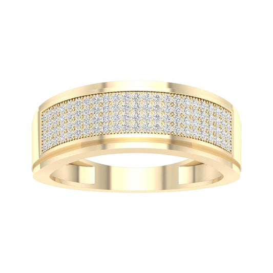 Banda de diamantes para hombre de oro amarillo de 10 quilates de 0,30 quilates