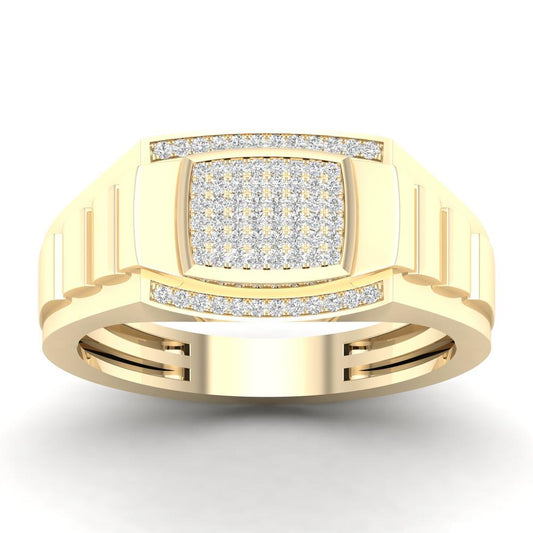 10K Yellow Gold Pave-Set 0.20ct Diamond Men's Ring