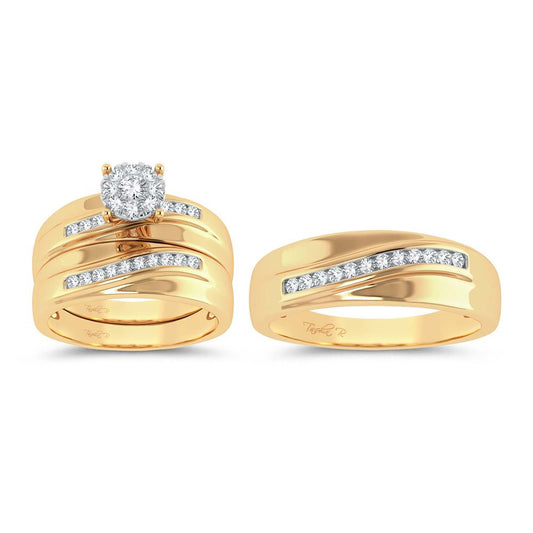 Sunlit Splendor - 14K 0.53ct Diamond Trio Ring Set