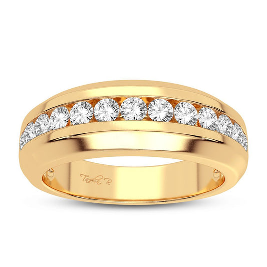 Alianza de eternidad con diamantes de 0,50 quilates en oro amarillo de 10 quilates para hombre