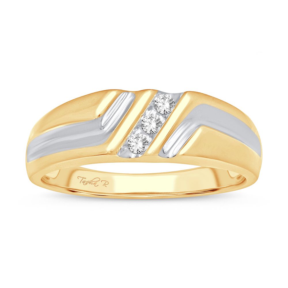 Anillo Harmony Gleam de oro amarillo de 10 quilates con diamantes de 0,07 quilates