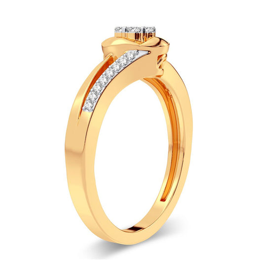 Anillo de diamantes de moda de 0,16 quilates en oro amarillo de 14 quilates para mujer