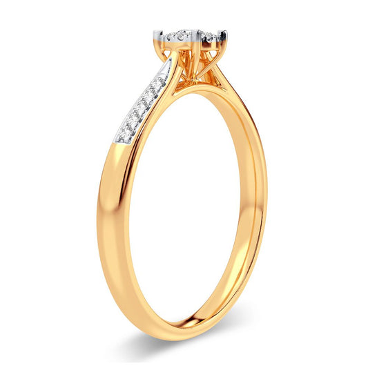 Sunburst Solitaire - 14k Yellow Gold 0.15CT Diamond Ring