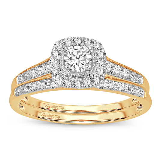 Golden Embrace - 14K Two-Tone 0.50CT Diamond Bridal Set