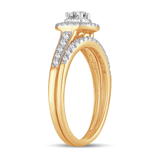 Golden Embrace - 14K Two-Tone 0.50CT Diamond Bridal Set