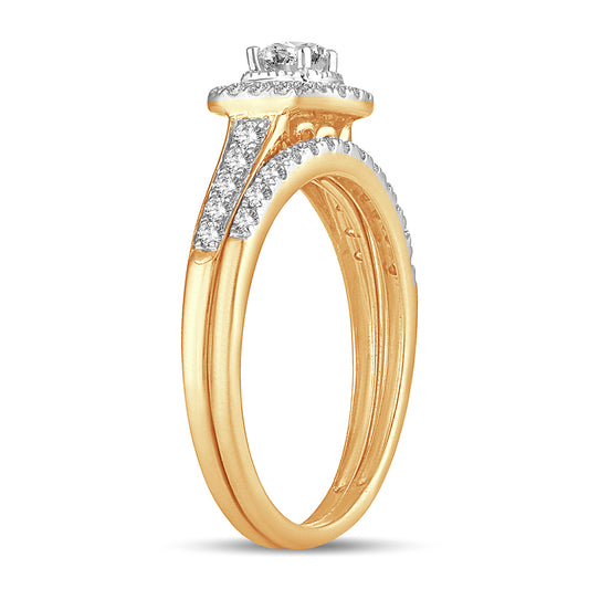 Golden Embrace - 14K Two-Tone 0.50CT Diamond Bridal Set