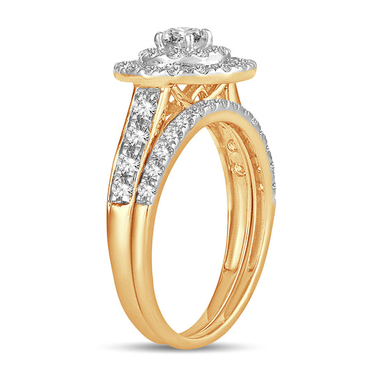 Eclipse Elegance - 14K Yellow Gold 1.00CT Diamond Bridal Set