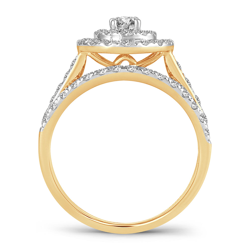 Eclipse Elegance - 14K Yellow Gold 1.00CT Diamond Bridal Set