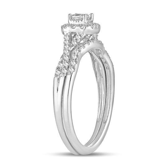 Luminous Embrace - 14K White Gold 0.50CT Diamond Bridal Set