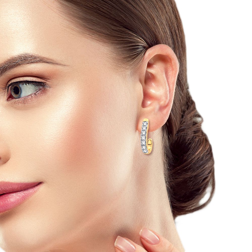 nline Diamond Brilliance Hoop Earrings - 14K Yellow Gold