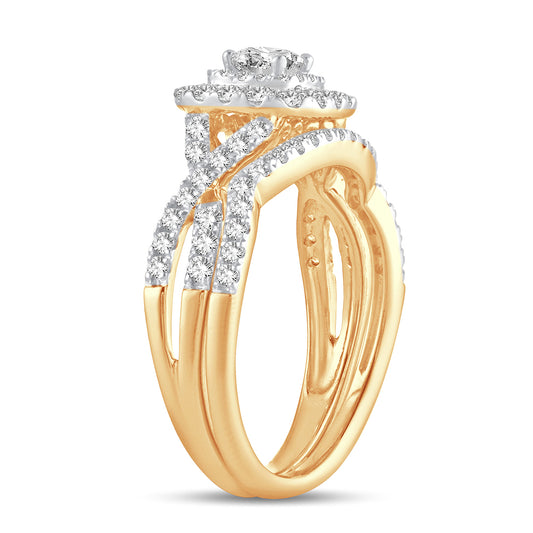 Intertwined Elegance - 14K Two-Tone 1.00CT Diamond Bridal Set