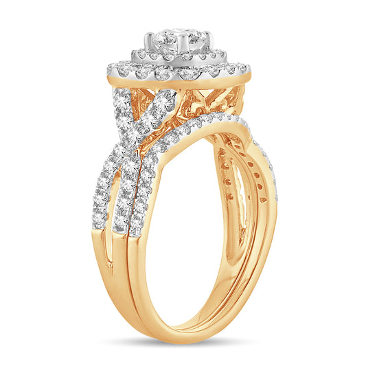 Sunburst Splendor - 14K Two-Tone 1.50CT Diamond Bridal Set