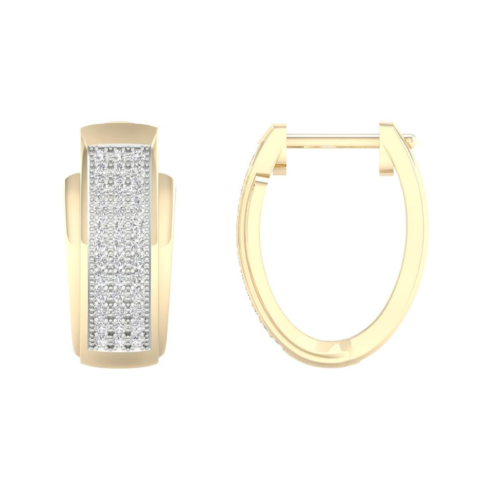 Aretes de aro clásicos con diamantes - Oro amarillo de 10 quilates