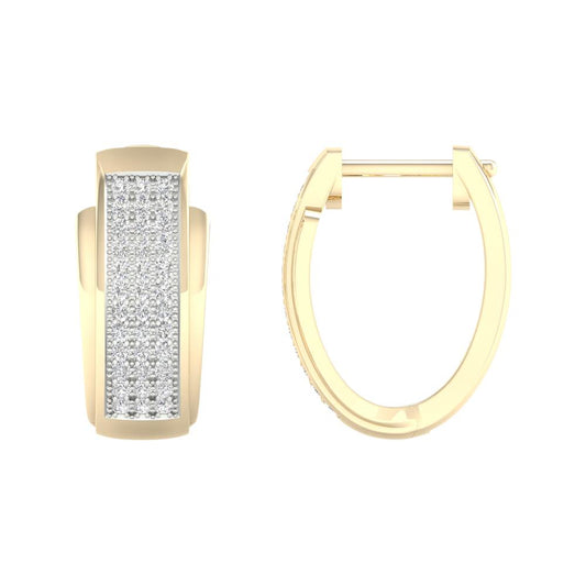 Aretes de aro clásicos con diamantes - Oro amarillo de 10 quilates
