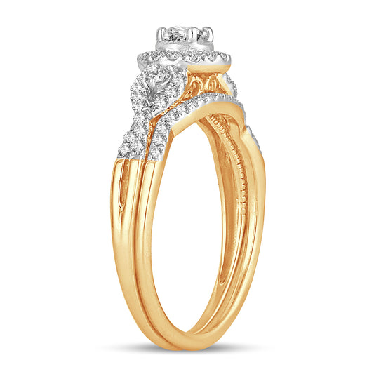 Resplandor tejido - Conjunto nupcial de diamantes de 0,50 quilates en dos tonos de 14 quilates