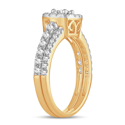 Gilded Radiance - 14K Yellow Gold 1.00CT Diamond Bridal Set