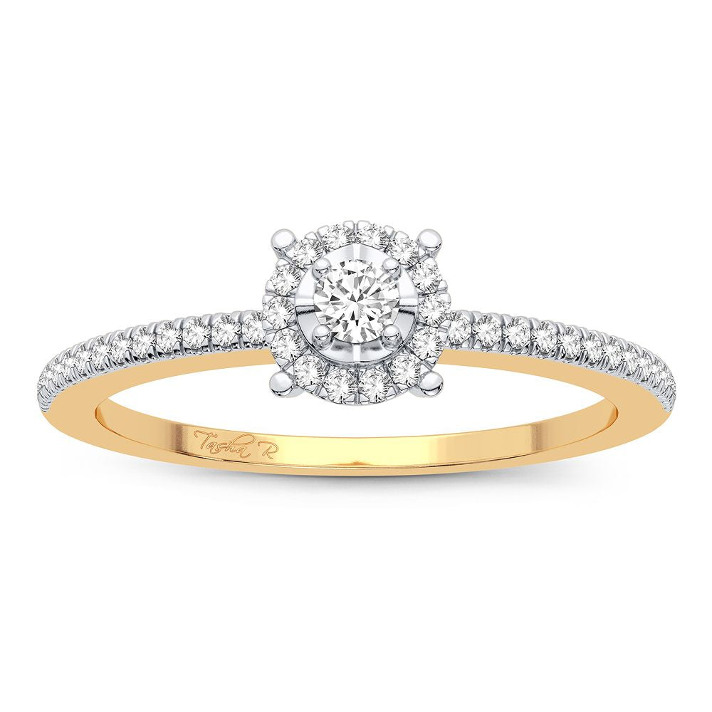 Anillo de diamantes de 14 quilates y 0,16 quilates