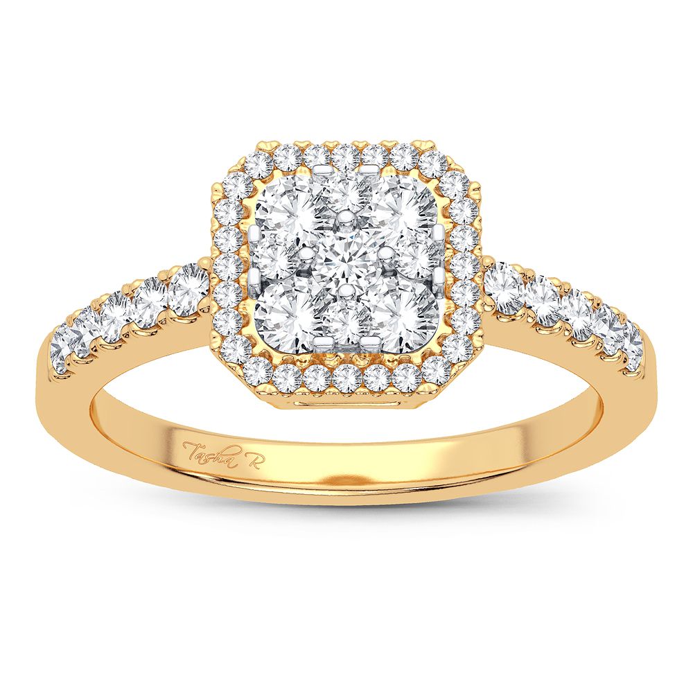 Elegancia Dorada - Anillo de compromiso de diamantes de 14 quilates y 0,50 quilates
