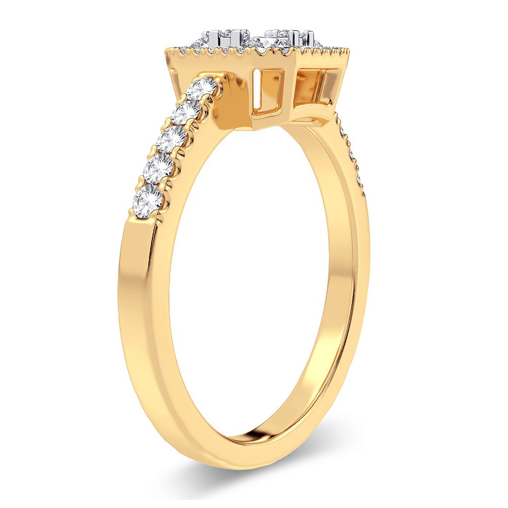 Elegancia Dorada - Anillo de compromiso de diamantes de 14 quilates y 0,50 quilates
