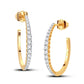 Curved Bar Diamond Accent Hoop Earrings - 14K Yellow Gold