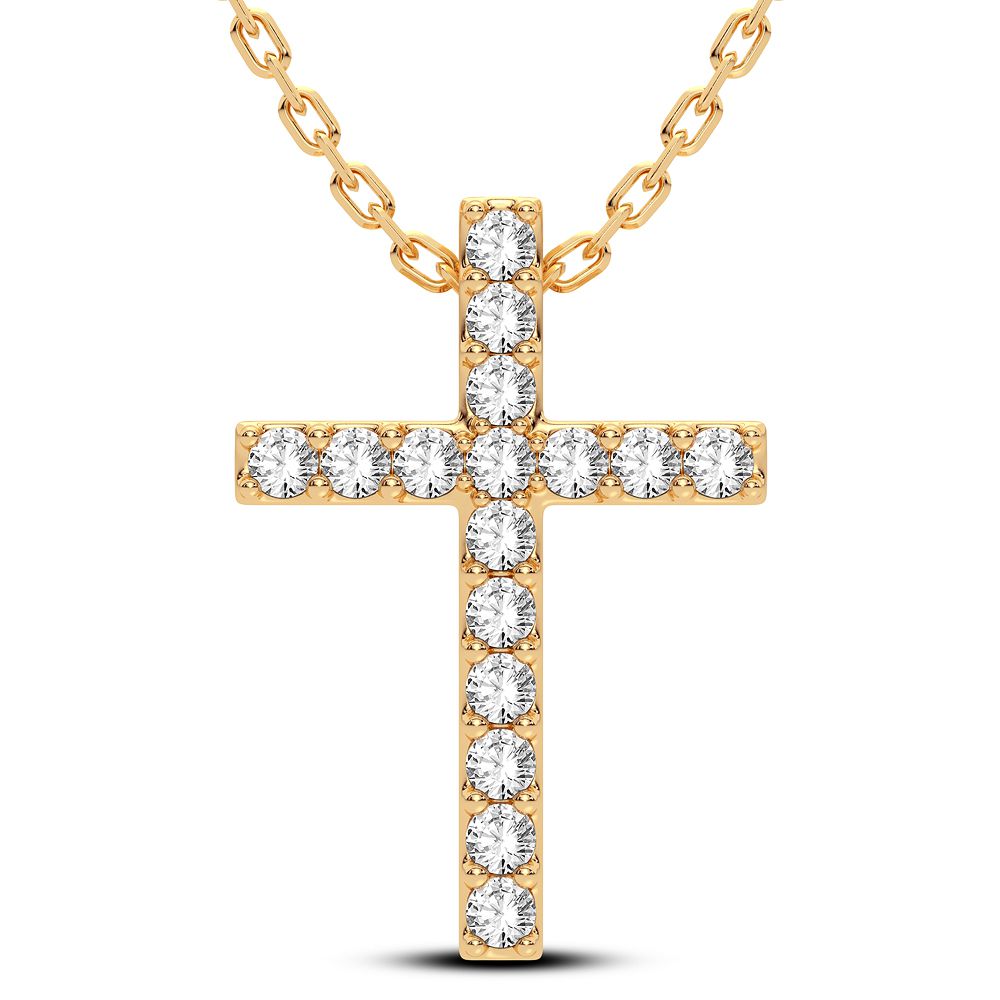Colgante de diamante de 0,16 quilates con cruz clásica en oro amarillo de 10 quilates