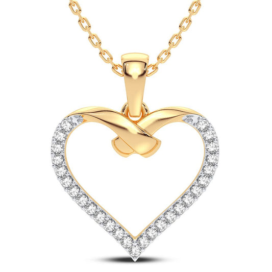 Gleaming Heart - Dazzling 14K Yellow Gold 0.15CT Diamond Pendant
