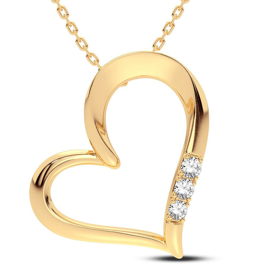 Fashion Heart Pendant In 14K Yellow Gold 0.06CT Diamonds