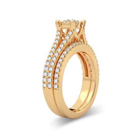 Crown of Light - 14K Yellow Gold 0.83CT Diamond Bridal Set